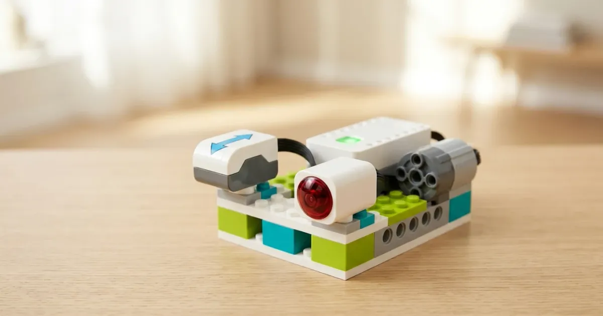Датчики наклона и движения WeDo 2.0 на модели из конструктора РобоГуру, совместимого с набором
