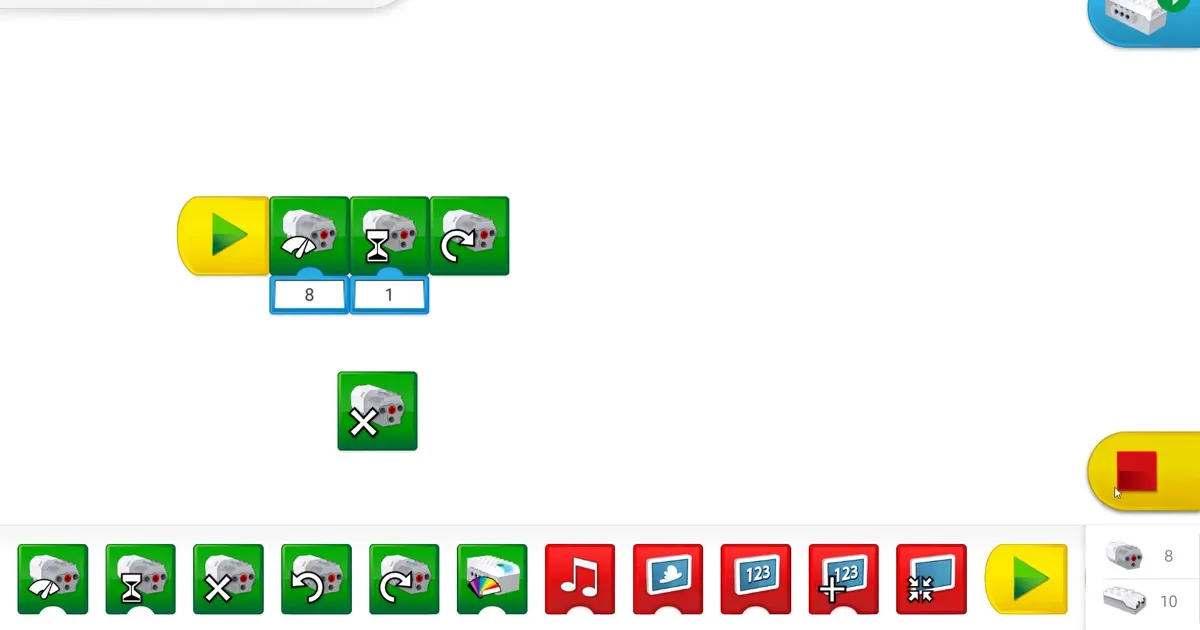 Программирование WeDo 2.0: первая программа из блоков и палитра блоков в приложении