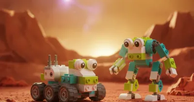 Космический десант: модели-роботы из конструктора РобоГуру, совместимого с WeDo 2.0, на поверхности планеты